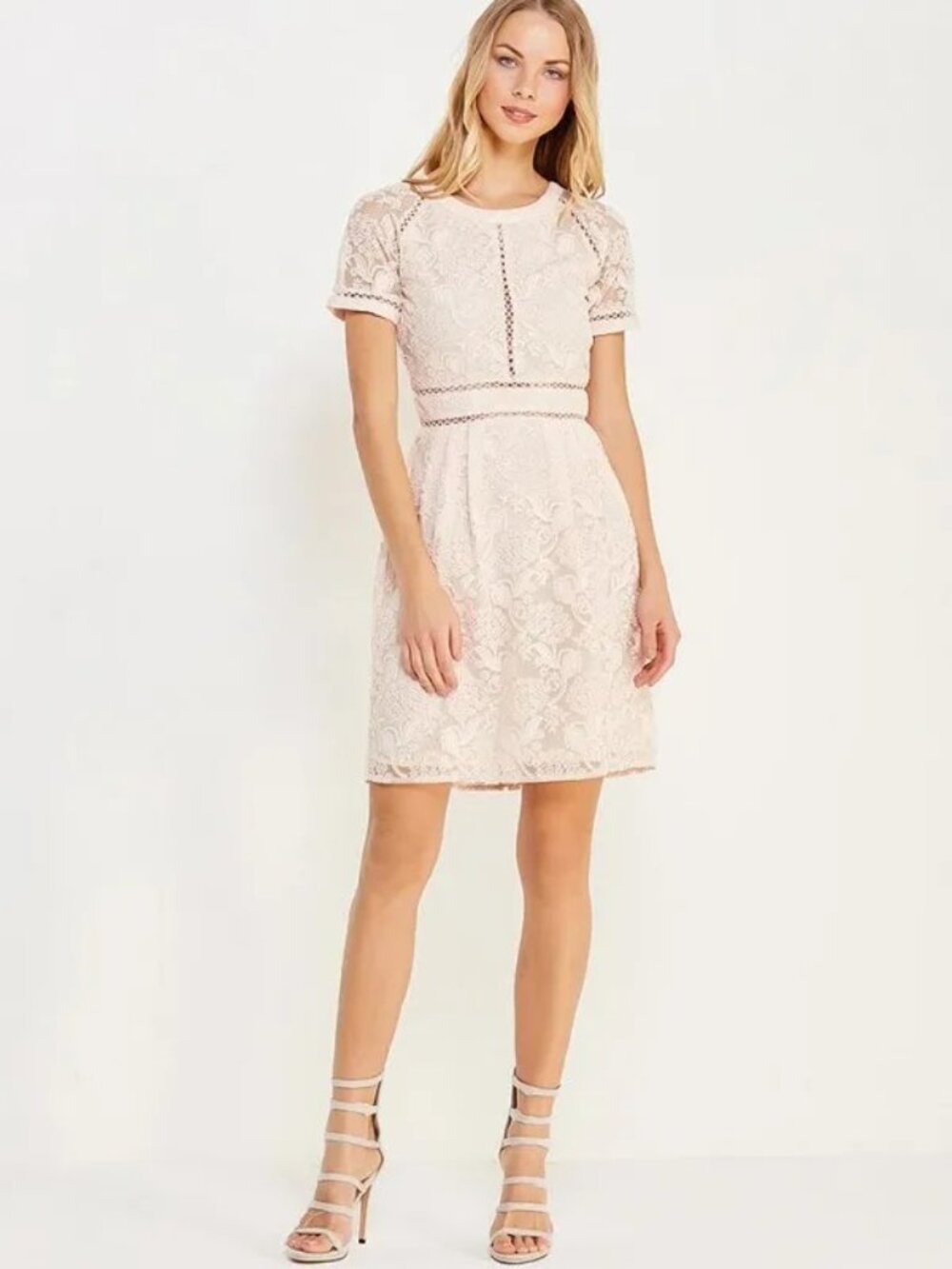 Lost Ink Blush Pink Open Back Lace Dress Sz L Gothic Lolita Coquette Skater Soft